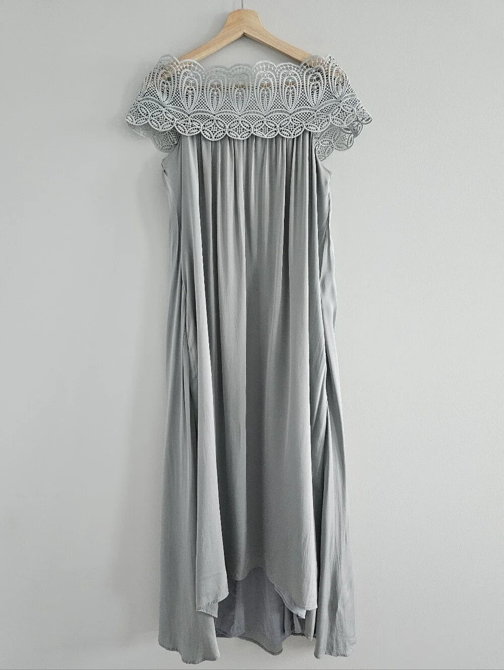 Self Portrait Silk Blend Lace Bardot Dress Women’s Size 6 Off Shoulder Romantic - Picture 5 of 15